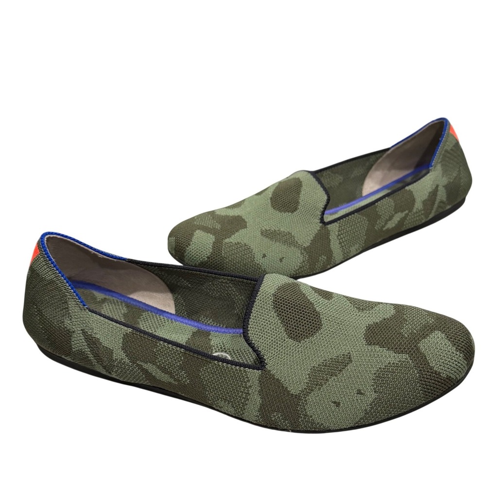 Rothys The Loafer Knit Slip On Flats Womens 10 Olive Camo Comfort Travel Casual
